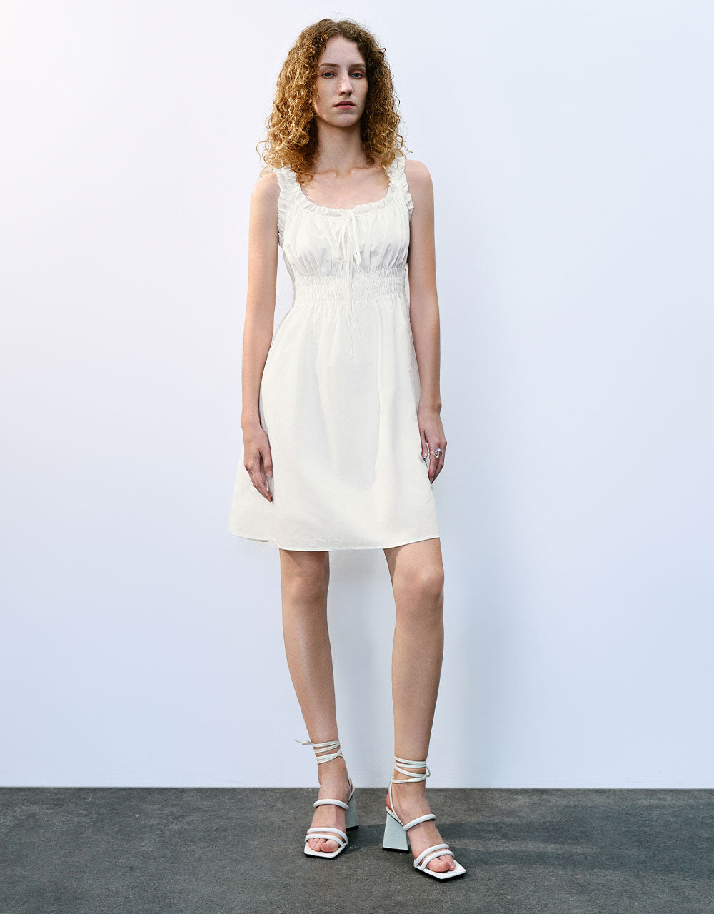 Sqare-cut Collar A-Line Dress