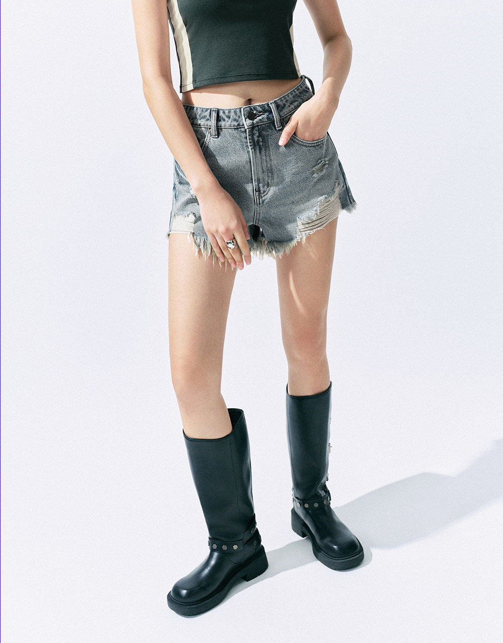 Raw Hem Denim Shorts