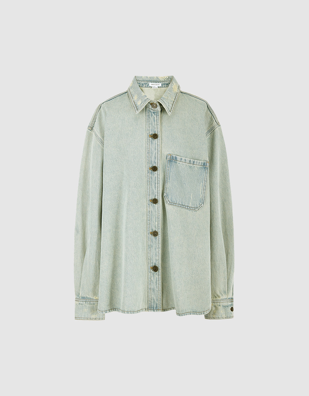 Button Up Straight Denim Shirt