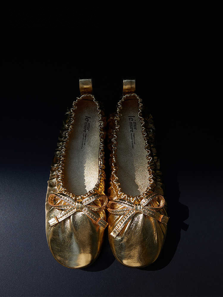 Ultra-Soft Lambskin Gold Ballet Flats