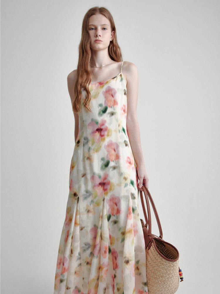 Floral Tencel Slim Fit Maxi Dress