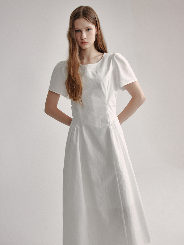 Elegant Slim Fit White Dress – FancyAdd