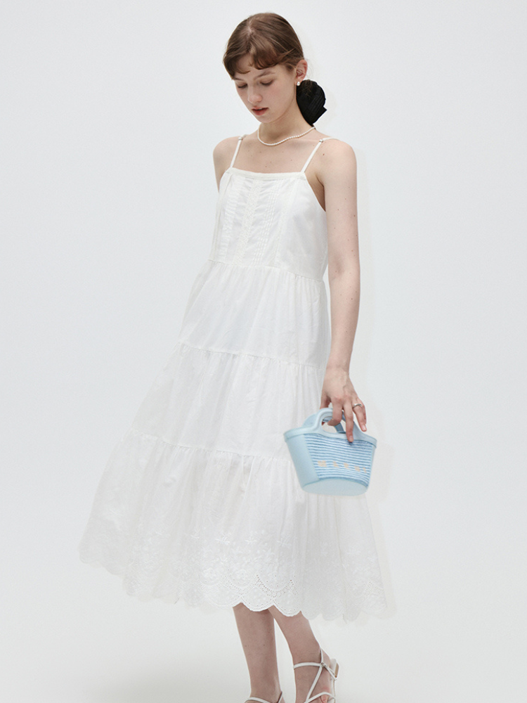 Sweet Romantic Embroidered A-line Cotton Dress