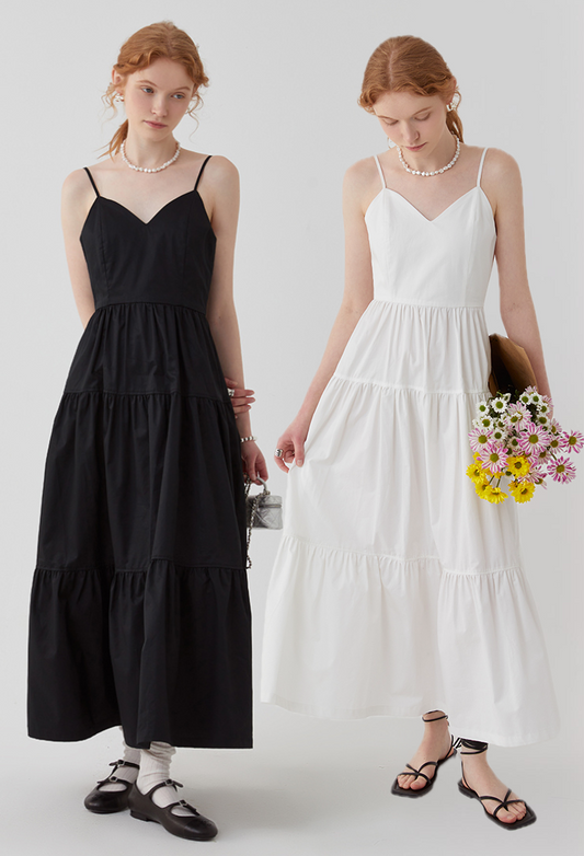 French V-Neck Backless Maxi Dress