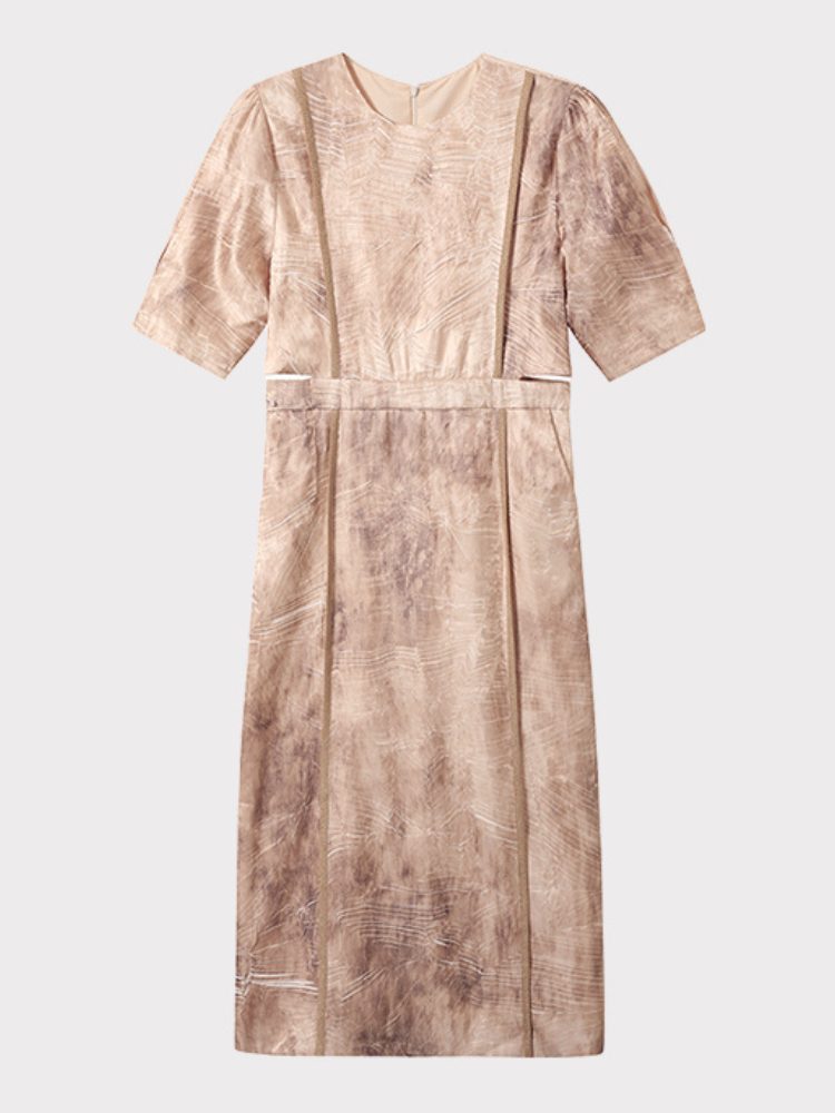 Custom Side Cutout Puff Sleeve Midi Dress – FancyAdd