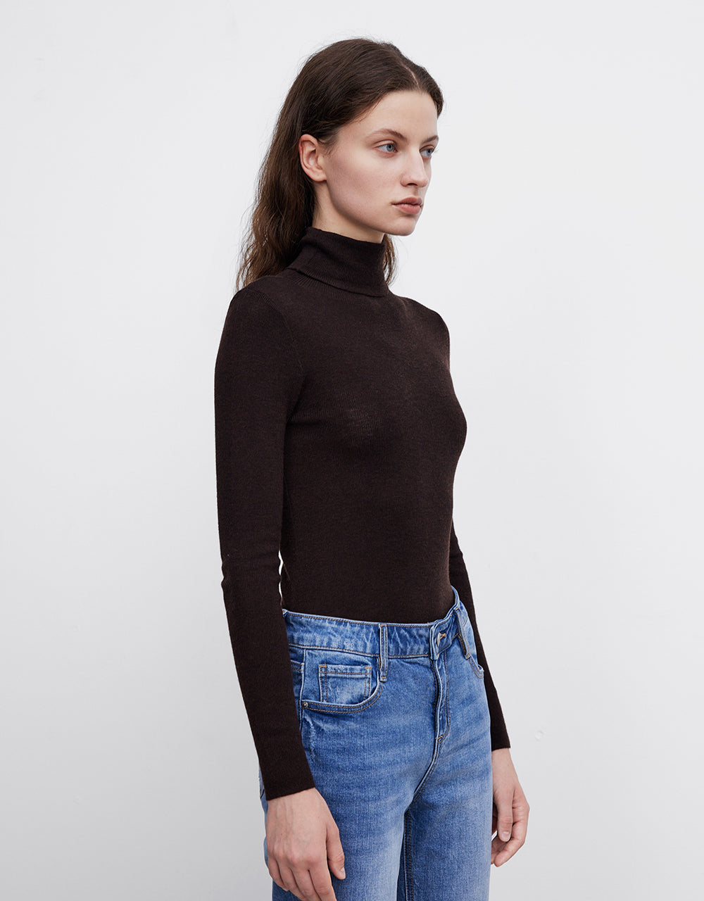 Turtle Neck Skinny Knitted T-Shirt