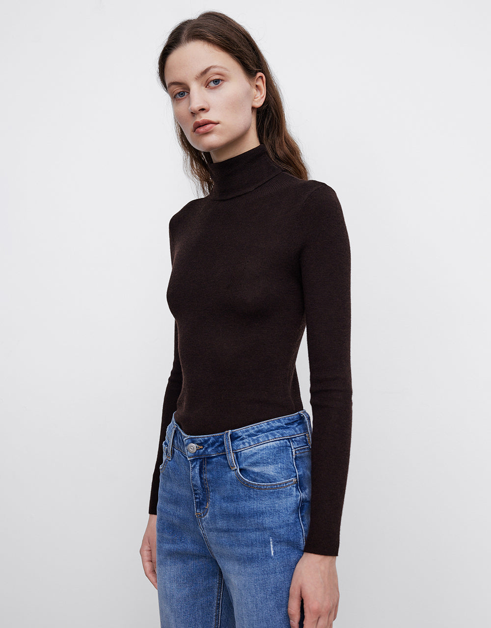 Turtle Neck Skinny Knitted T-Shirt