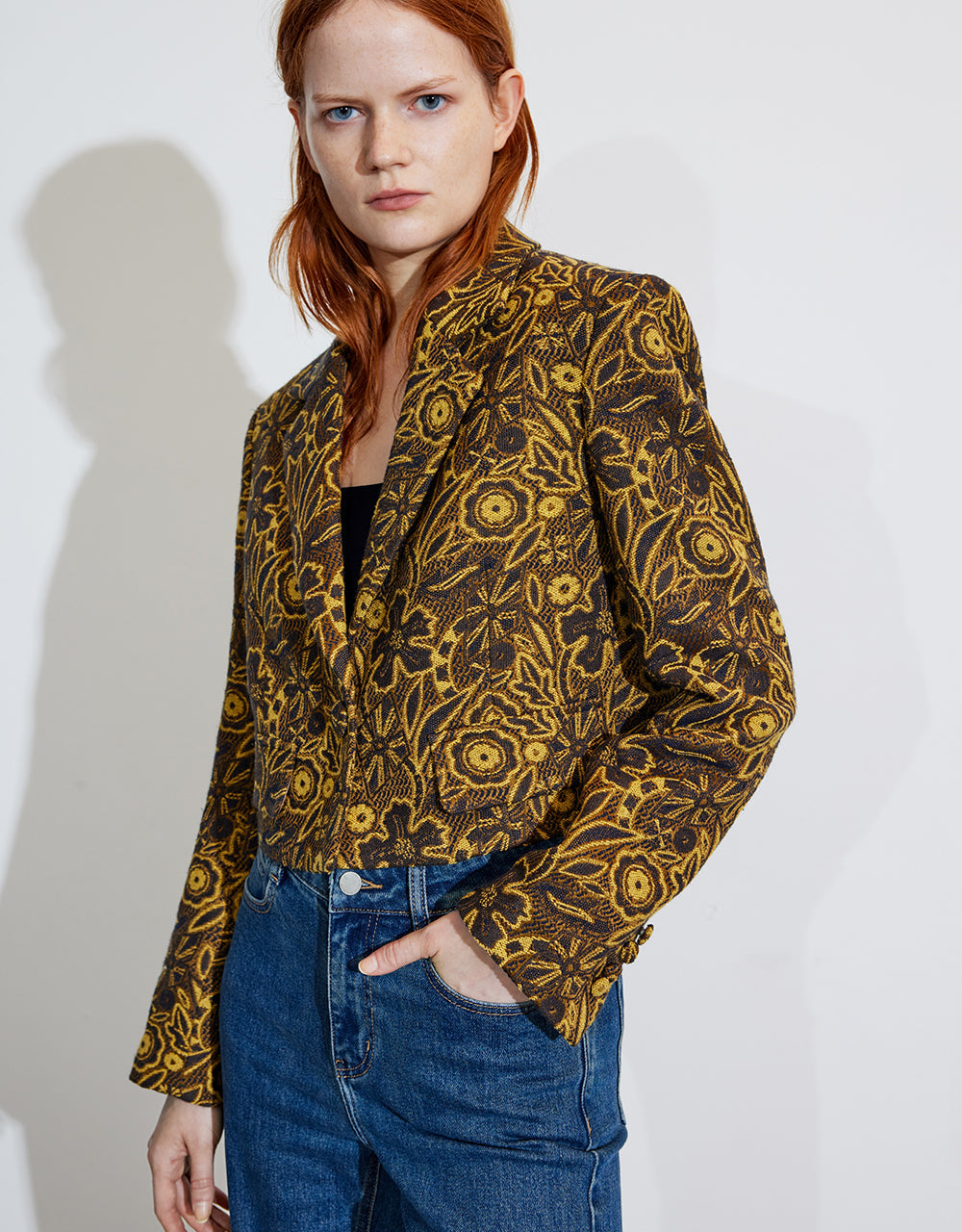 Floral Embroidered Cropped Blazer