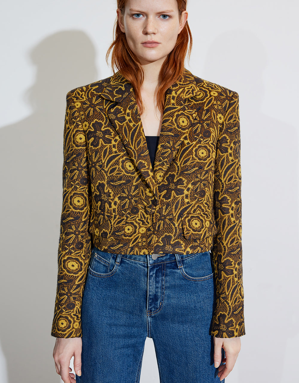 Floral Embroidered Cropped Blazer