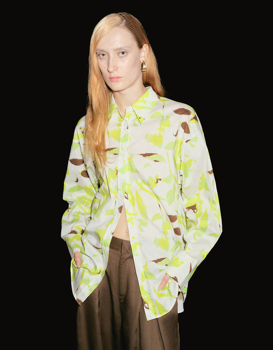 Leaf Print Button Up Shirt