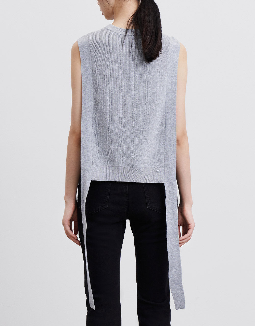 Crew Neck Mid-Length Knitted Vest