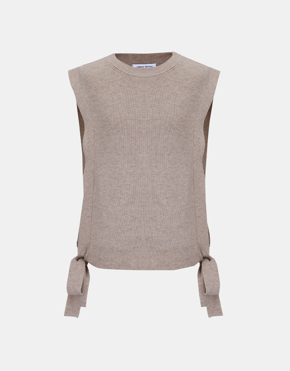 Crew Neck Mid-Length Knitted Vest