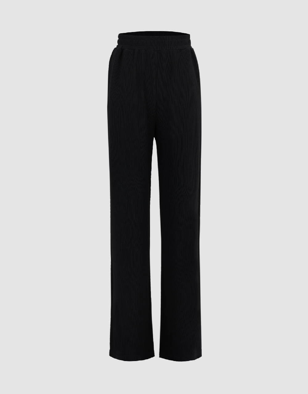 Elastic Waist Straight Pants