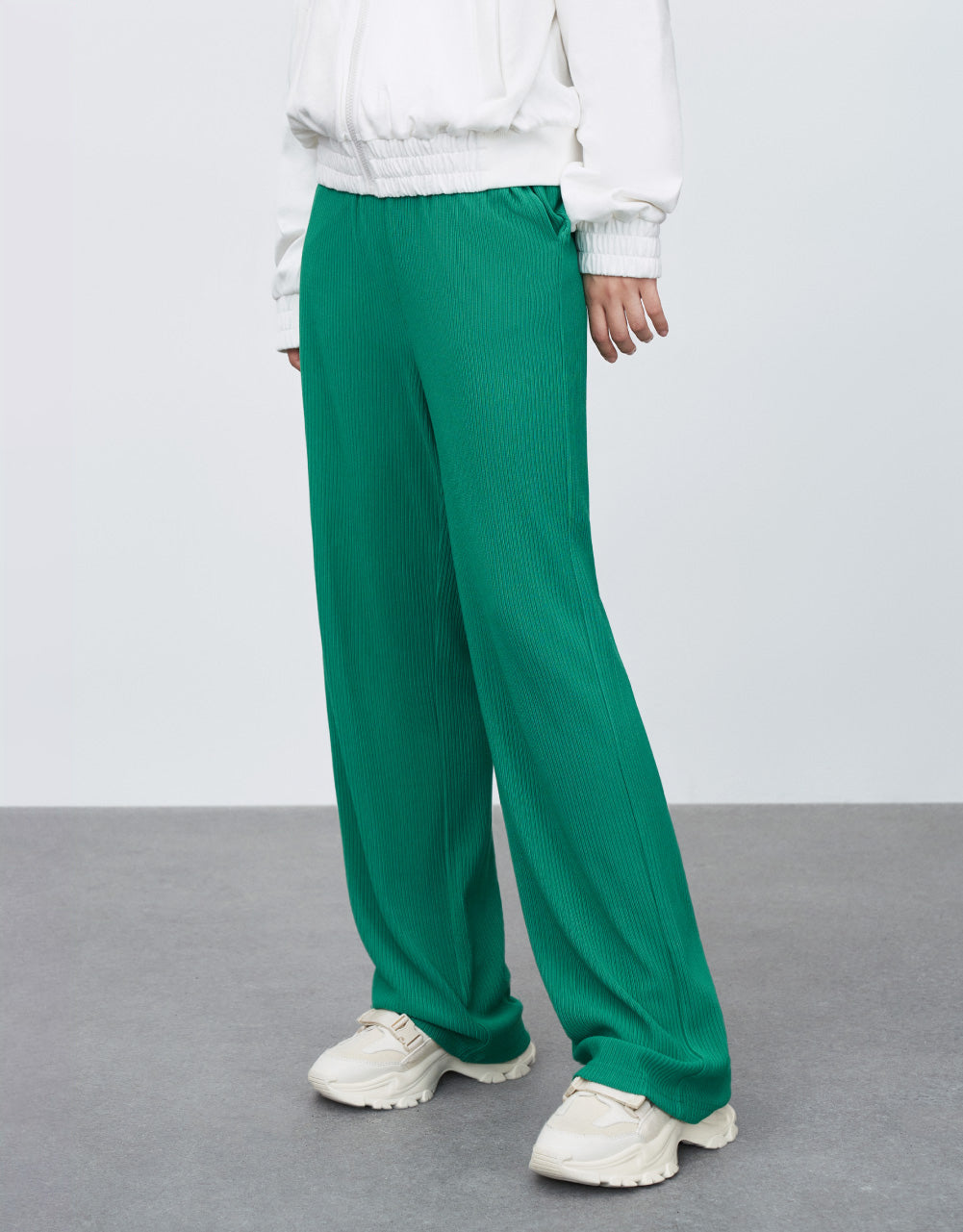 Elastic Waist Straight Pants