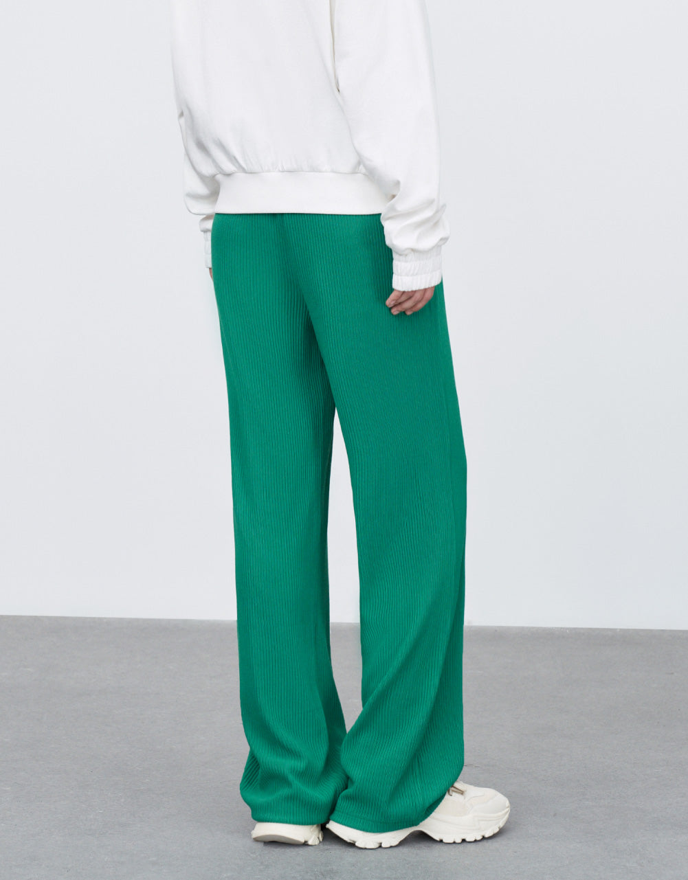 Elastic Waist Straight Pants