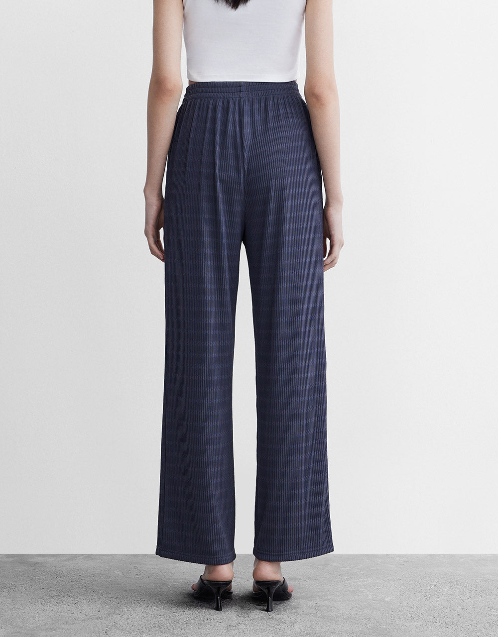 Elastic Waist Textured Pants