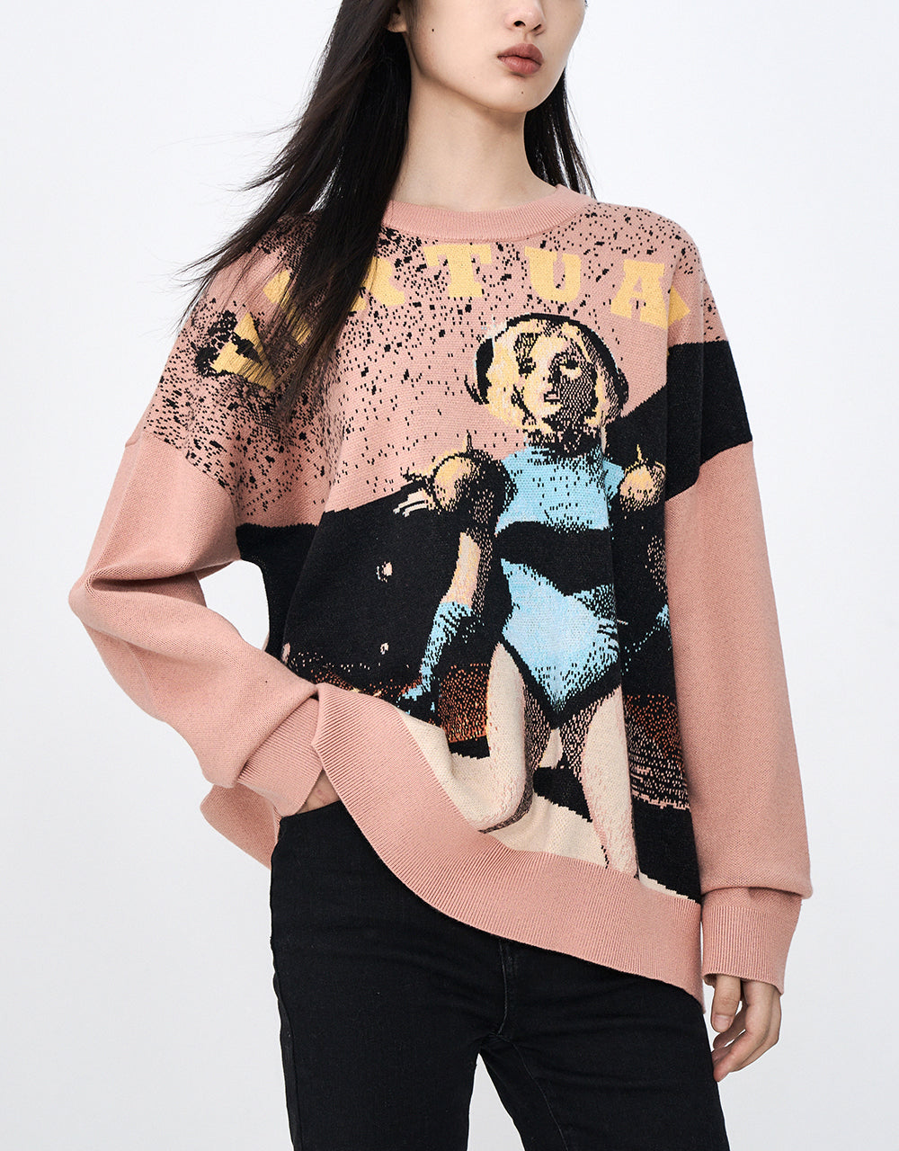 Printed Crew Neck Knitted T-Shirt