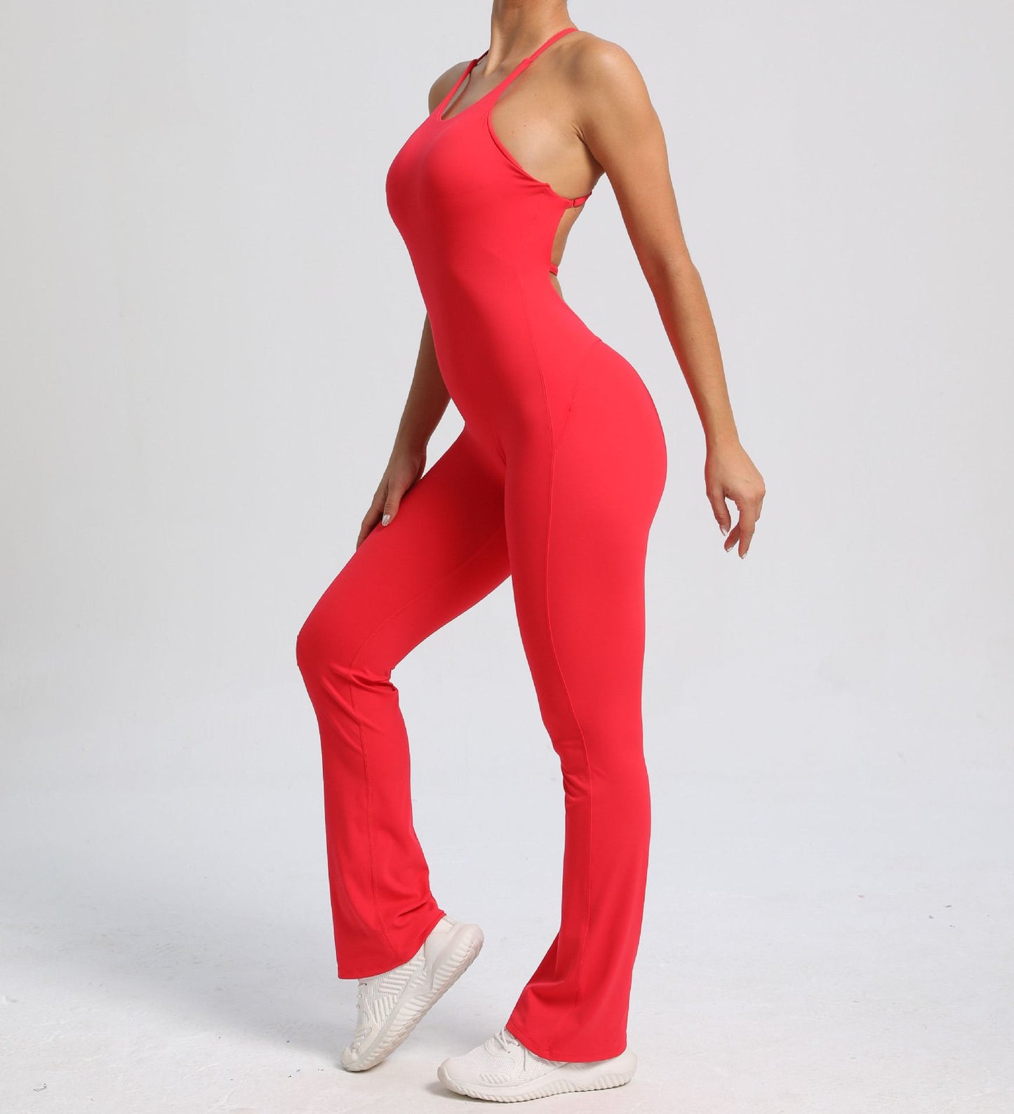 Power Backless Flared Jumpsuit