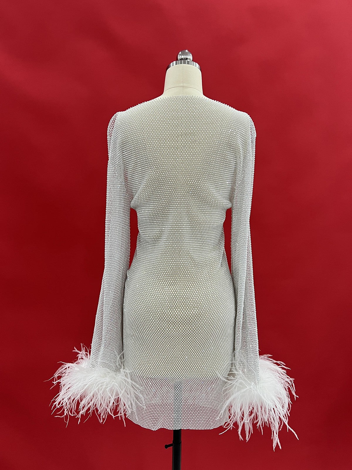 white rhinestone mesh mini dress Rhinestone Mesh Mini Dress S
