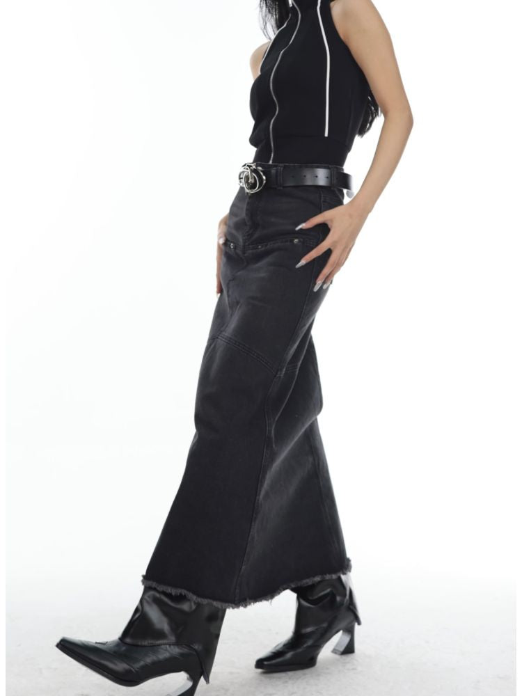 Metal logo PU leather belt