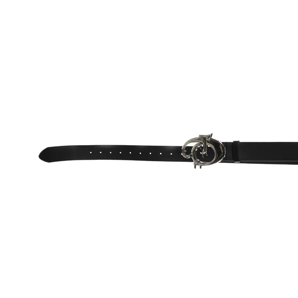 Metal logo PU leather belt