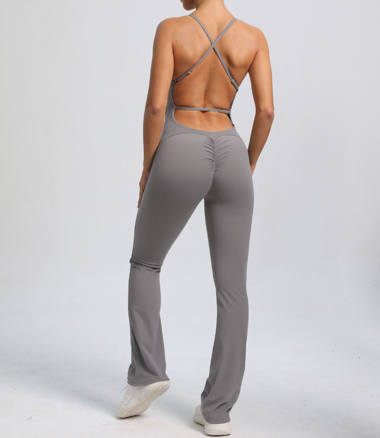 Power Backless Flared Jumpsuit