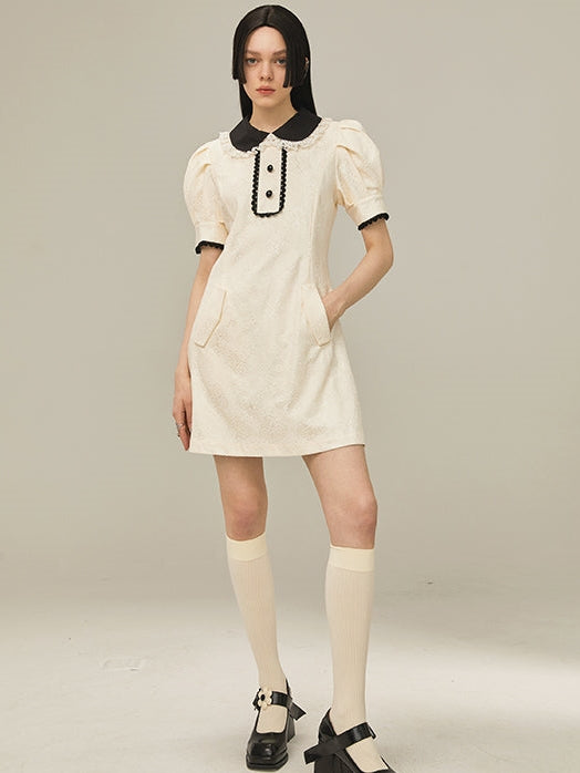 Short Sleeve Doll Collar Short Dress