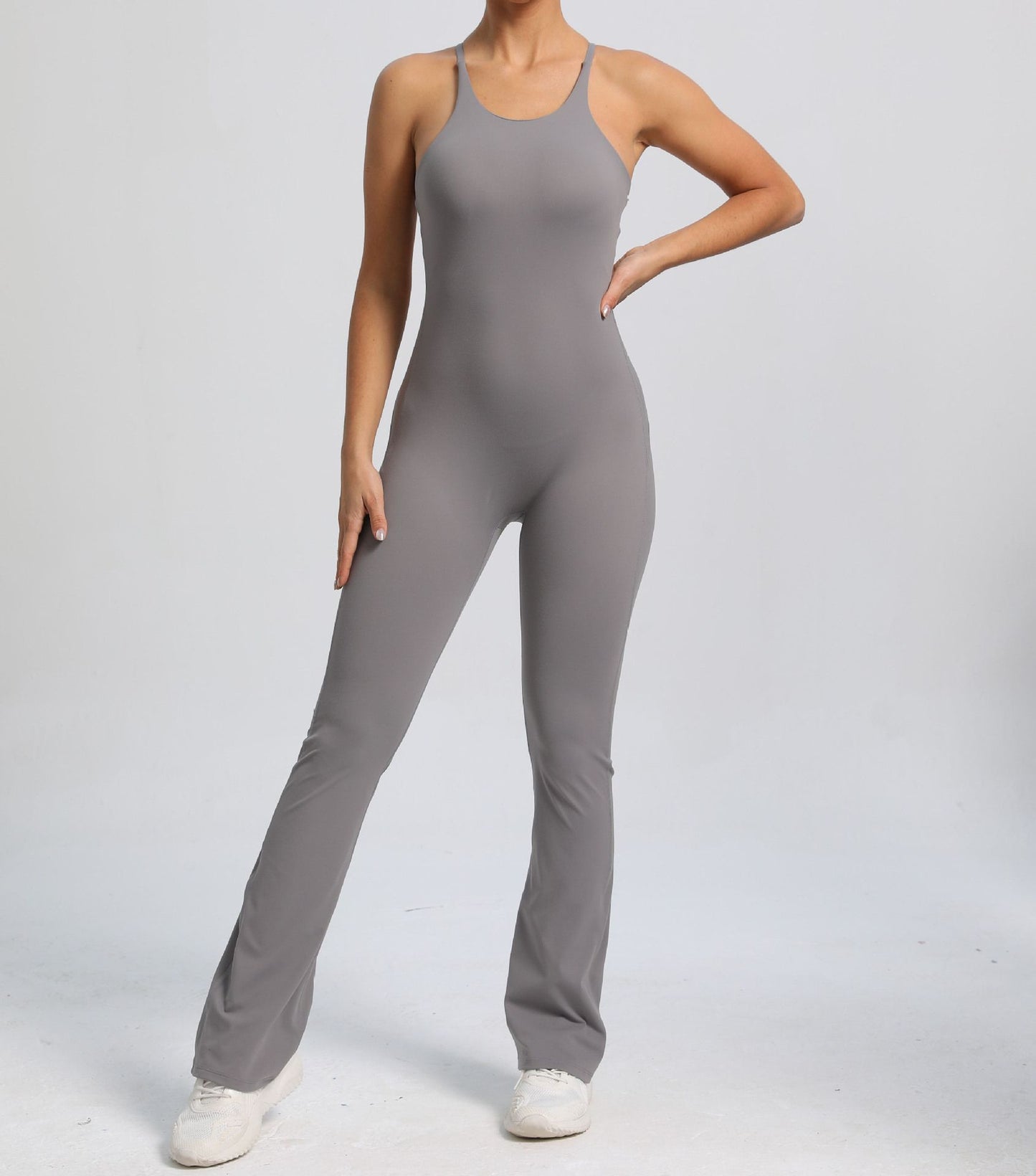 Power Backless Flared Jumpsuit