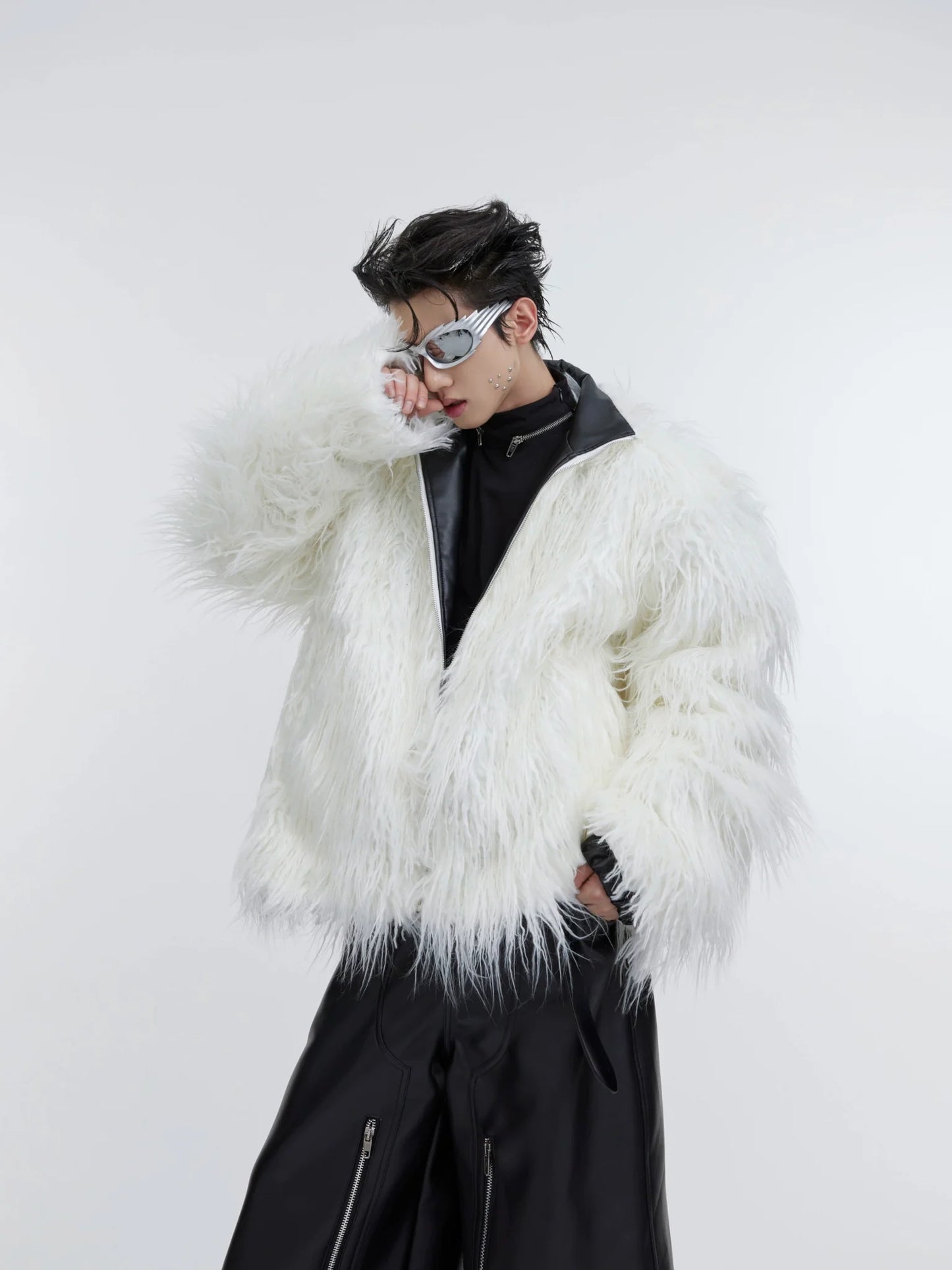 Autumn-Winter Faux Fur Heavy Coat | Ripple-Effect Long Hair Cotton Jacket