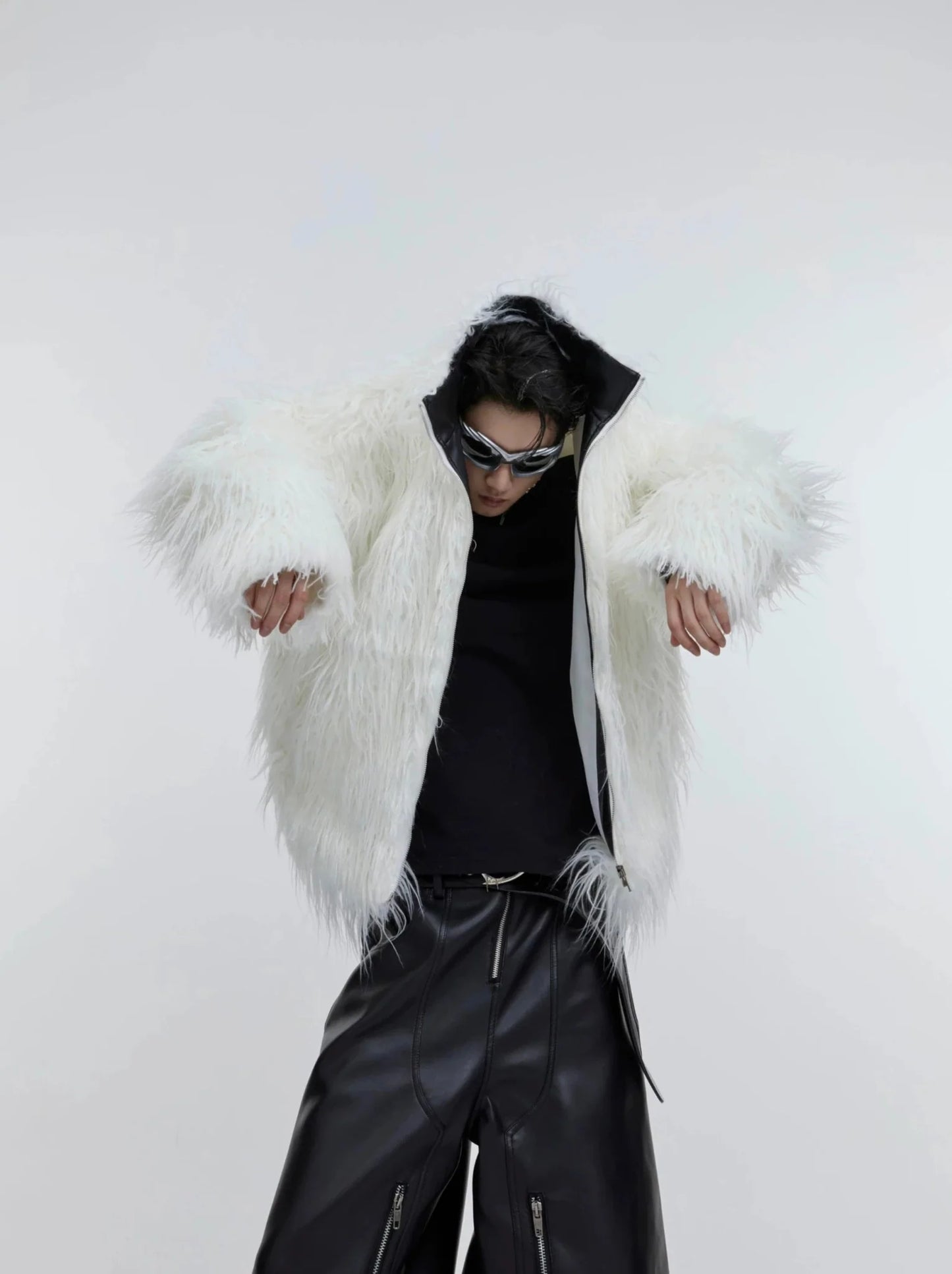 Autumn-Winter Faux Fur Heavy Coat | Ripple-Effect Long Hair Cotton Jacket