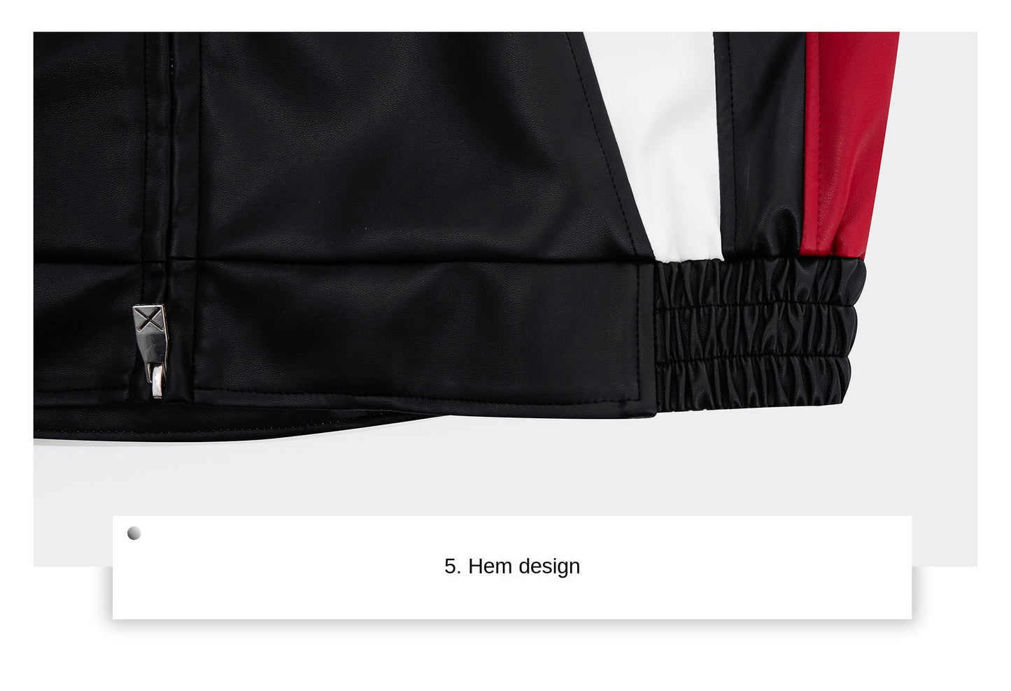 Avant-Garde Color Block Biker Faux Leather Jacket with Deconstructed