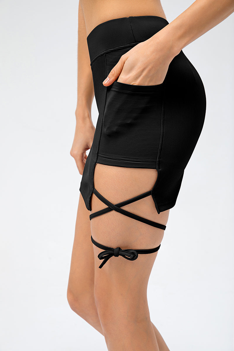 Ribbed Athletic Skirts with Bandage