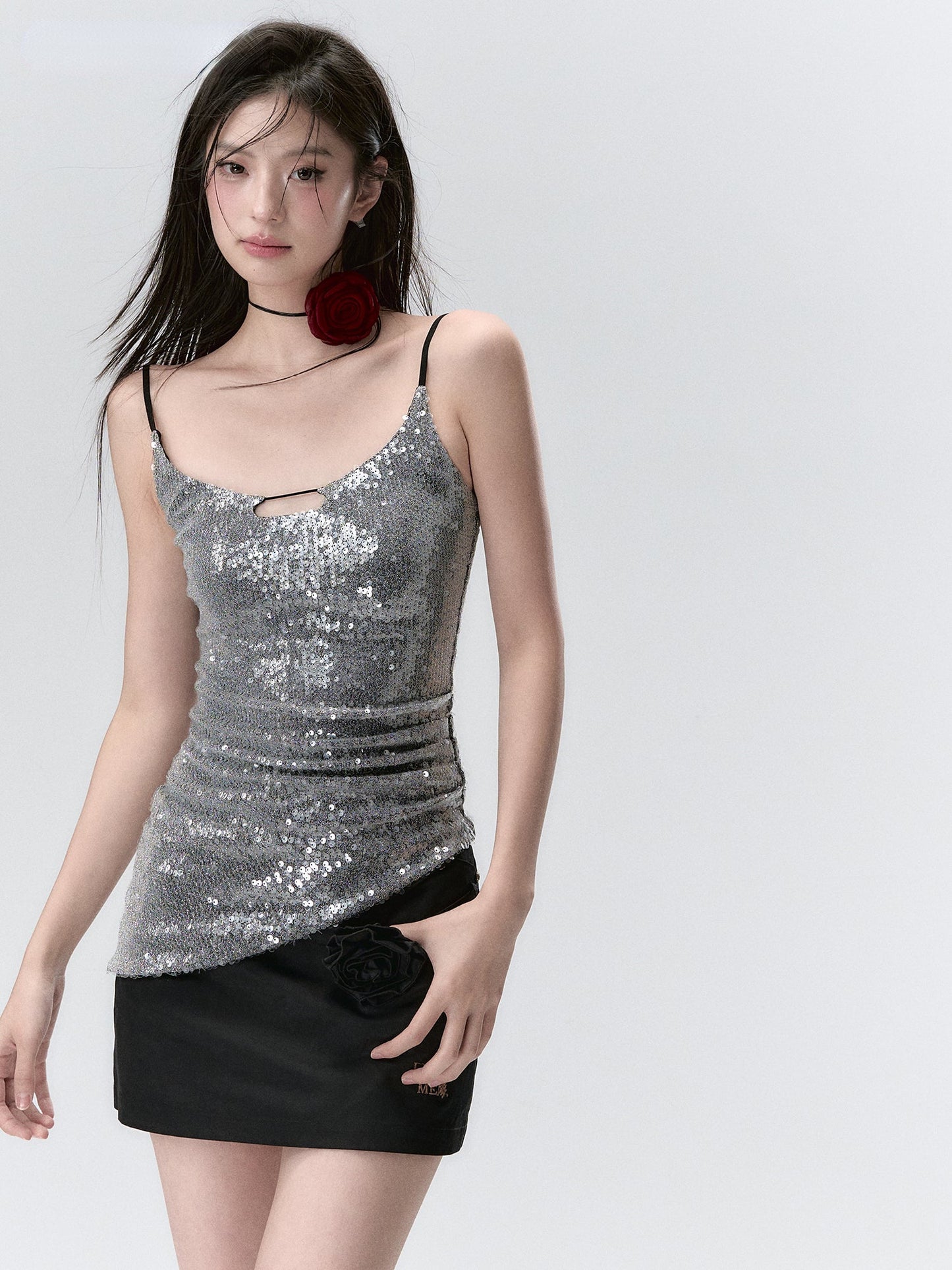 Sequin Sparkly Spaghetti Strap Tank Top