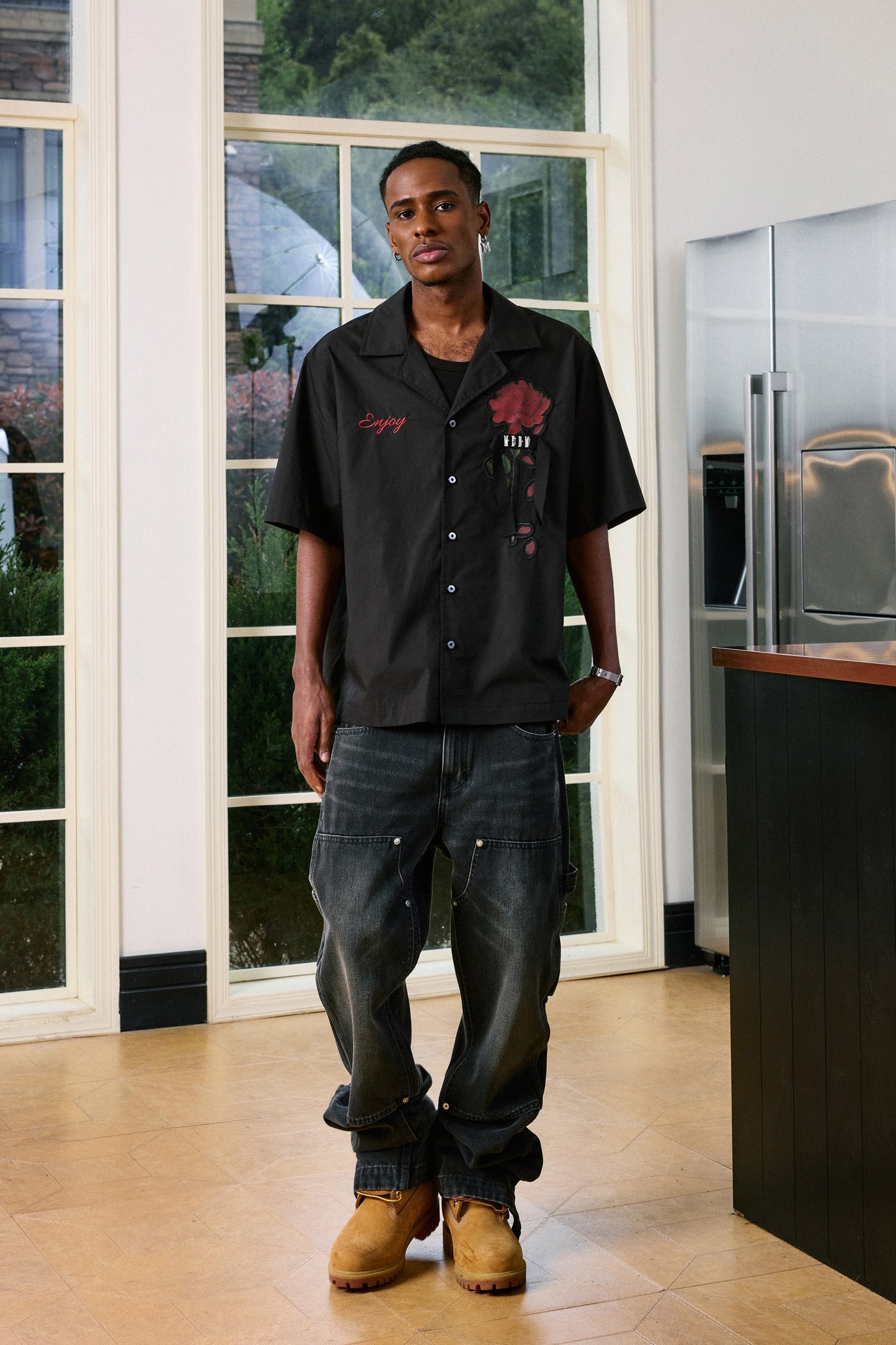 MEDM 로즈 패치 셔츠