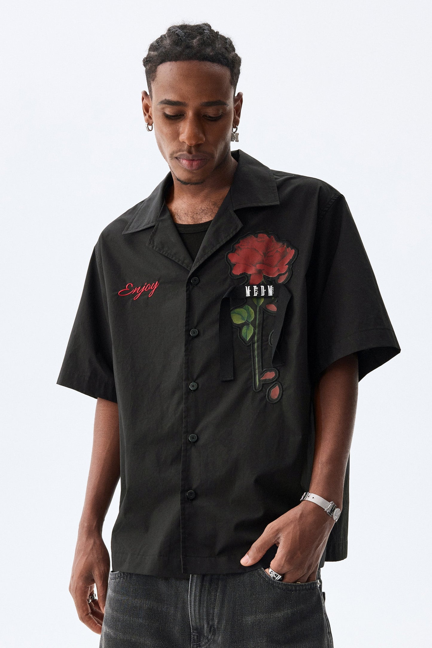 MEDM 로즈 패치 셔츠