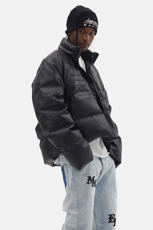 MEDM 마이크로파이버 가죽 푸퍼 재킷