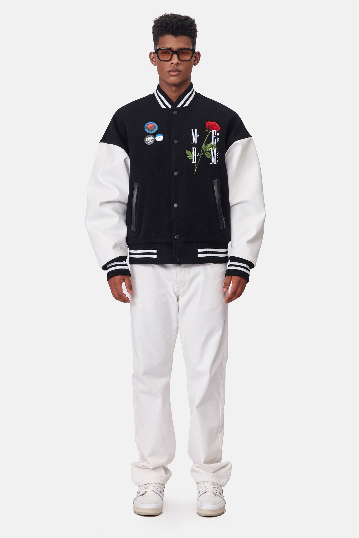 MEDM 자수 로즈 베이스볼 재킷