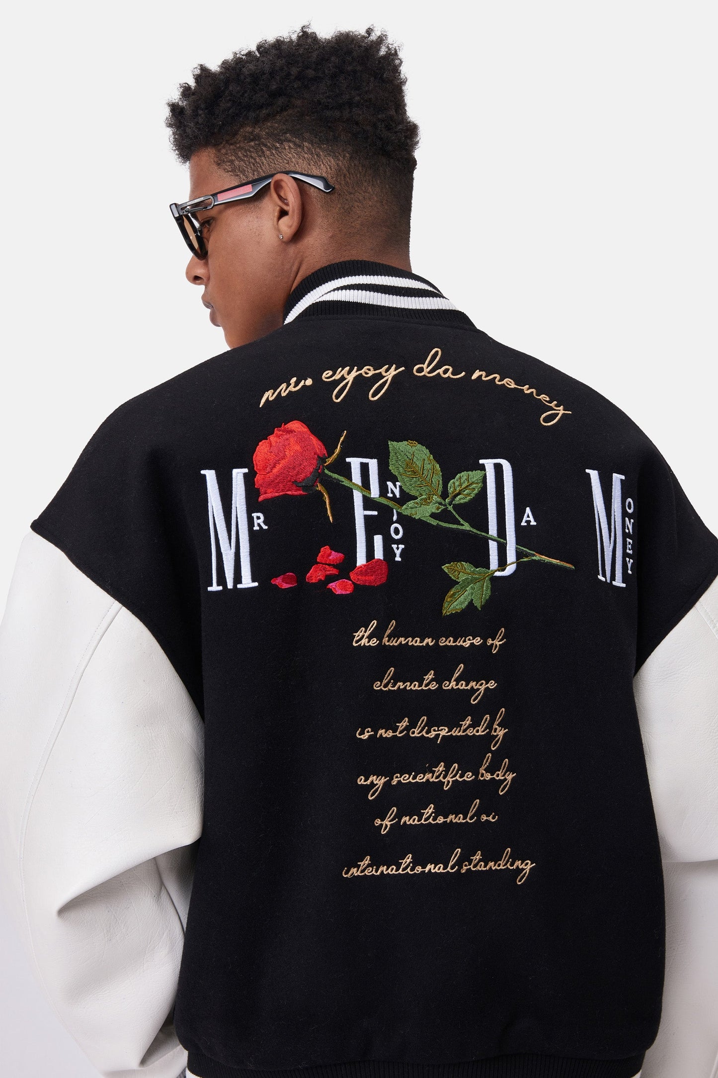 MEDM 자수 로즈 베이스볼 재킷