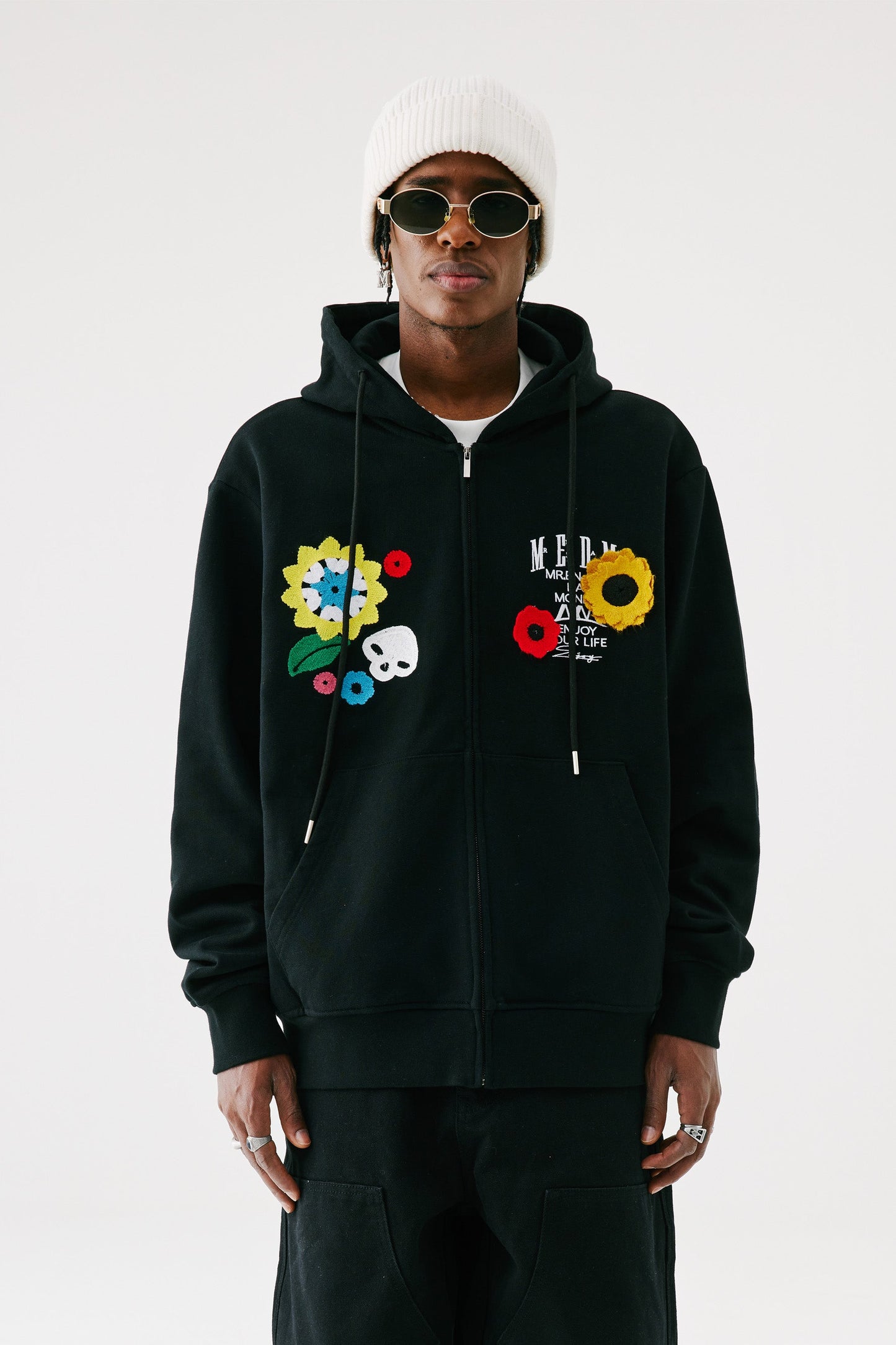 MEDM 꽃무늬 지퍼 후디