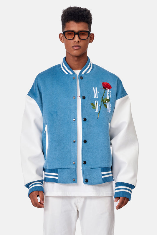 MEDM 자수 로즈 베이스볼 재킷