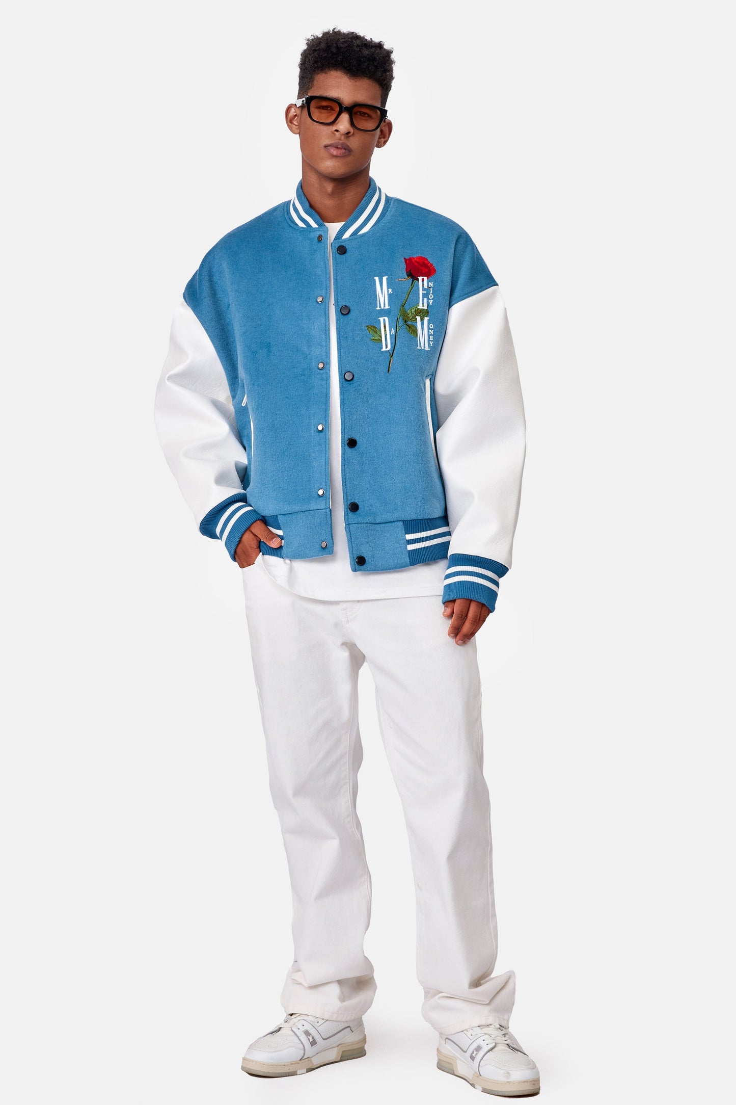 MEDM 자수 로즈 베이스볼 재킷