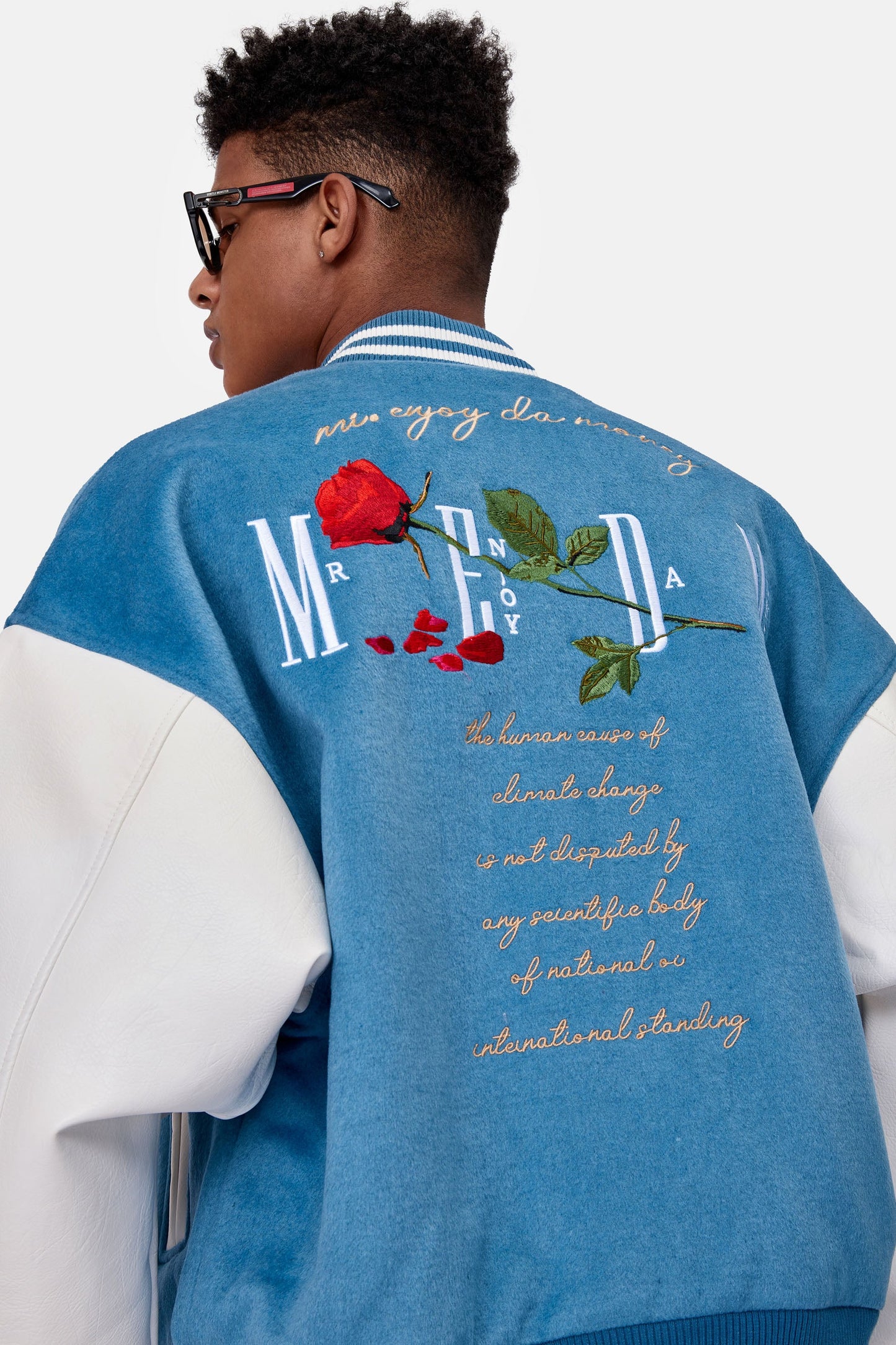 MEDM 자수 로즈 베이스볼 재킷