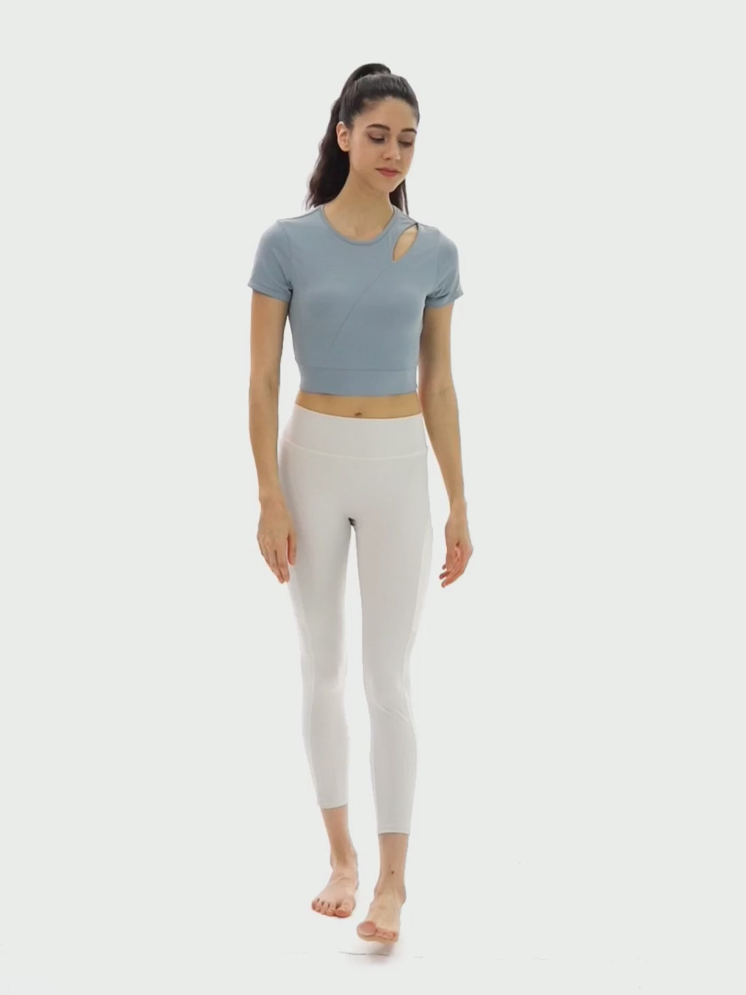 Side Cutout Crop Top with Built in Bra