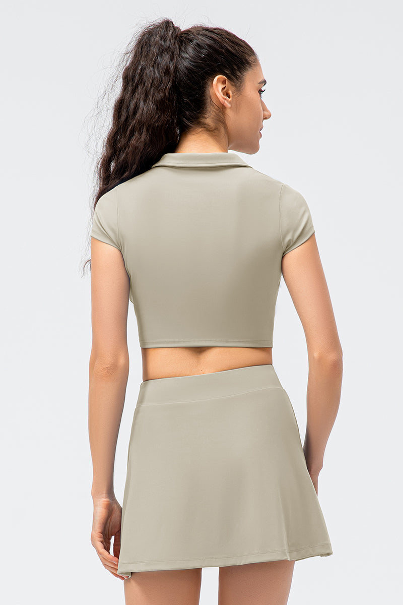 라펠 칼라 반소매 폴로셔츠