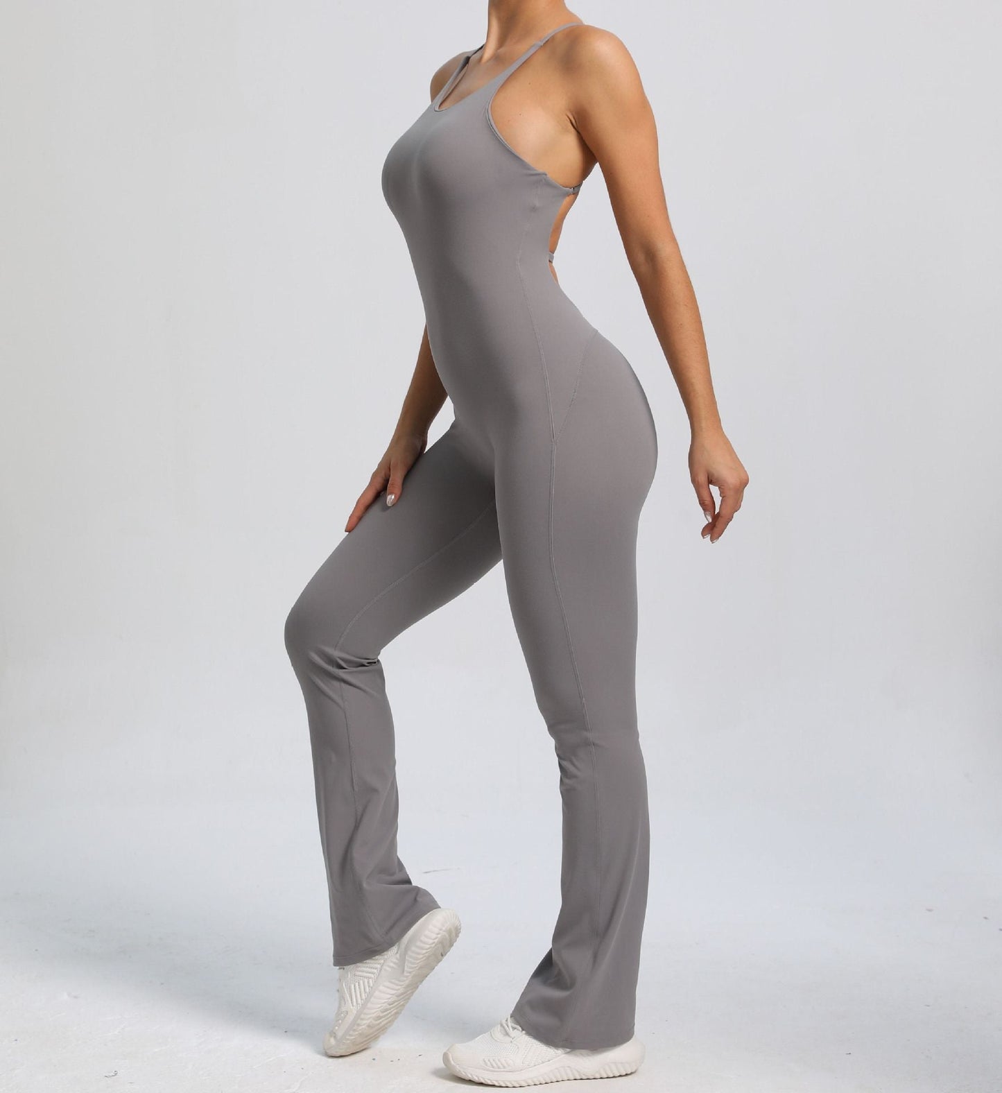 Power Backless Flared Jumpsuit