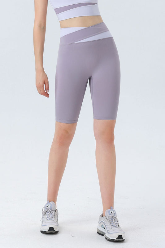 컬러 블록 크로스오버 바이커 쇼츠