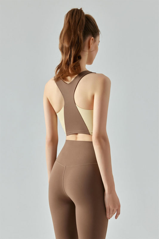 컬러블록 레이서백 스포츠 브라