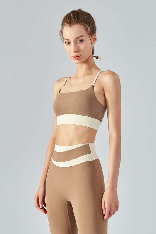 컬러블록 크리스 크로스 백 스포츠 브라