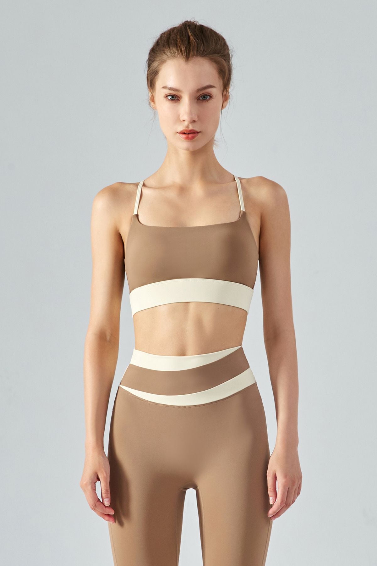 Colorblock Criss Cross Back Sports Bra