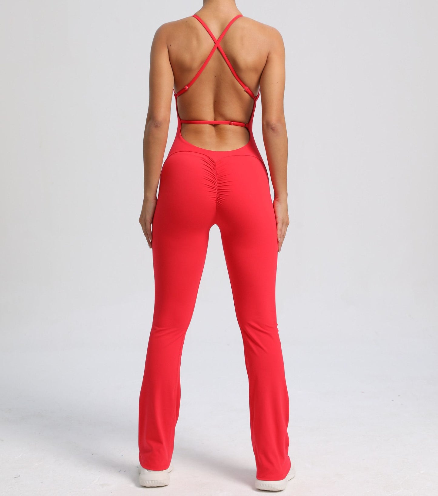 Power Backless Flared Jumpsuit